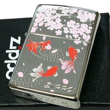 Encendedor Zippo SOLO ESTUCHE Gold Fish Sakura Acabado Espejo Grabado 2 Caras