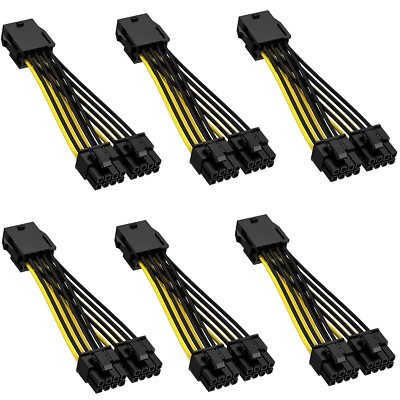 Lot (6) Sruixin PCLe 6 pin to Dual PCle 8(6+2) Pin Graphics Card Power Adapter-