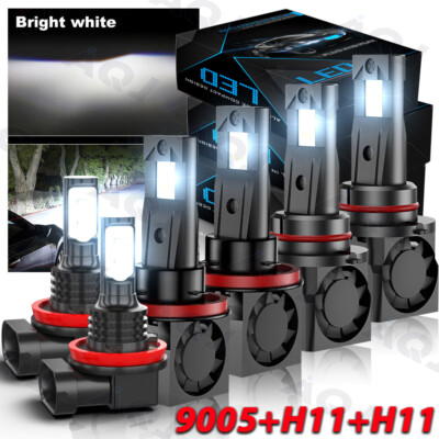 LED Headlight Hi/Lo + Fog light Combo Bulbs 6000K White For Nissan Quest 2013