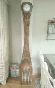 Wanduhr Holz Gabel Rostoptik Landhaus Uhr Gross Einrichtung Dekoration Design Ebay