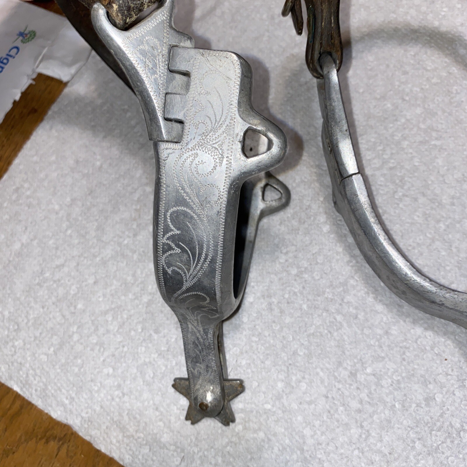 VINTAGE RICARDO ALUMINUM COWBOY SPURS with Embossed design on each spur