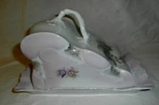 Vintage Covered Butter Dish or Cheese Keeper Floral Lavender & White