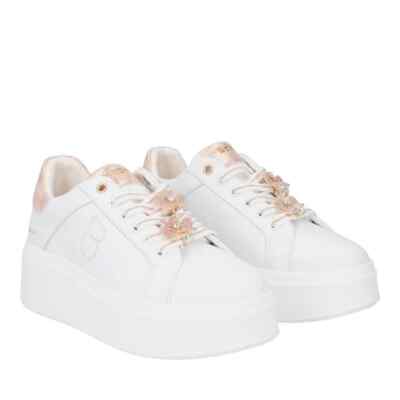 ELEKTRO SNEAKER MIT BLUMEN AUS STRASS FARBE WEISS/PUDER