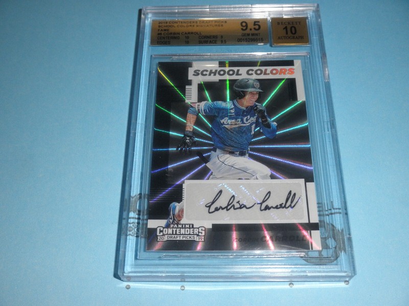 2019 Panini CONTENDERS Corbin Carroll SCHOOL COLORS -BGS 9.5--LTD #'d 4/5--POP 1