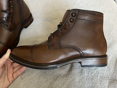 Johnston & Murphy Mens Brown Leather Sheepskin Zip Boot  display picture 3
