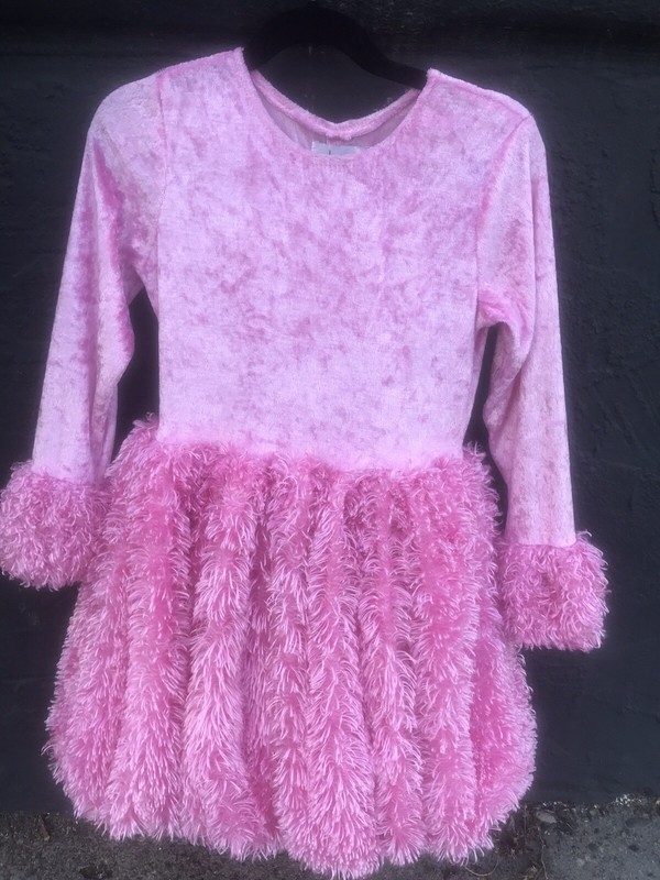 CHASING FIREFLIES WISH CRAFT GIRLS PINK VELVET COSTUME DRESS W/PUFF TAIL SZ 8