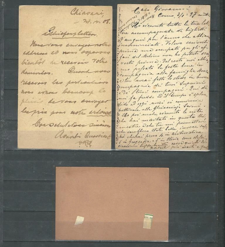 Italy Stationery card Set 1897,1908 & minicard blanc To Germany & Switzerland - Image 2 of 2