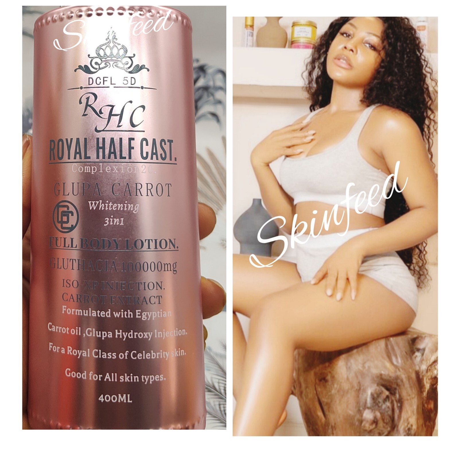 RHC Royal H-C Glupa 3in1 Carrot Whitening Body Lotion SPF50 400ml
