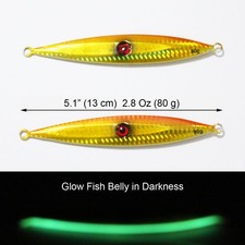 10 Pcs 80g Glow Metal Slow Jig Lure Trolling Jigging Bait Saltwater Big Game