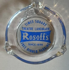 Rosoff's Restaurant Times Square New York NY Glass Ashtray