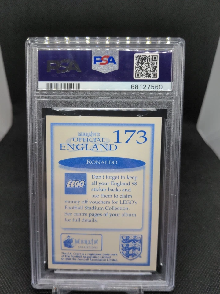 1998 Merlin England Ronaldo #173 Brazil Foil Sticker PSA 4 EXTREMELY LOW POP - Image 2 of 2