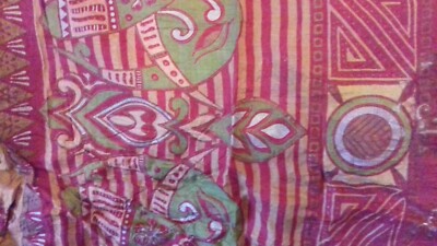 Grand Coupon De Soie Naturelle - Sari Indien 5 Mètres - Rose Et Vert - Artisanat Vintage