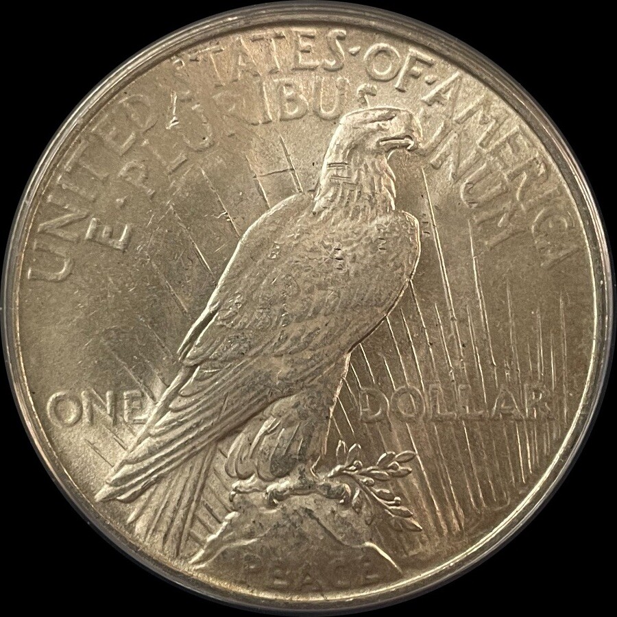 1922 $1 VAM-1A “Line In Tiara” (Regular Strike) Peace Dollar