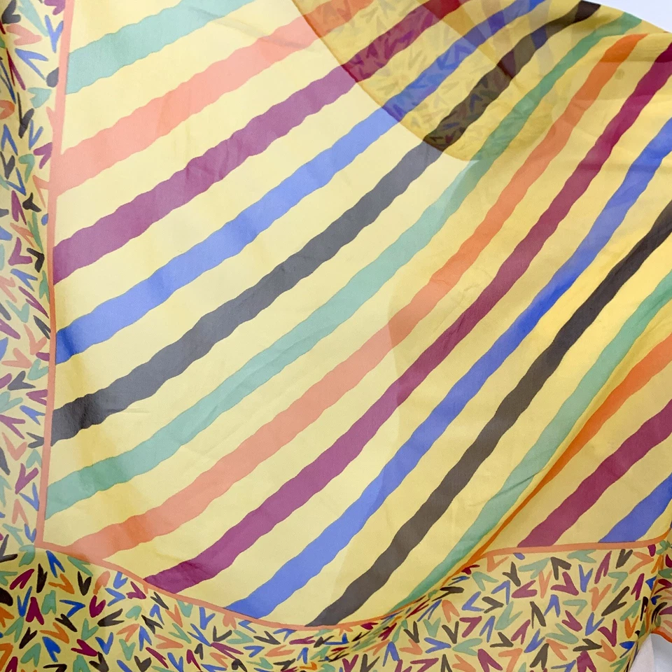 Lenço de seda Missoni 36x34" listrado Itália multicolorido envoltório de designer de luxo #A100 - Imagem 3 de 4