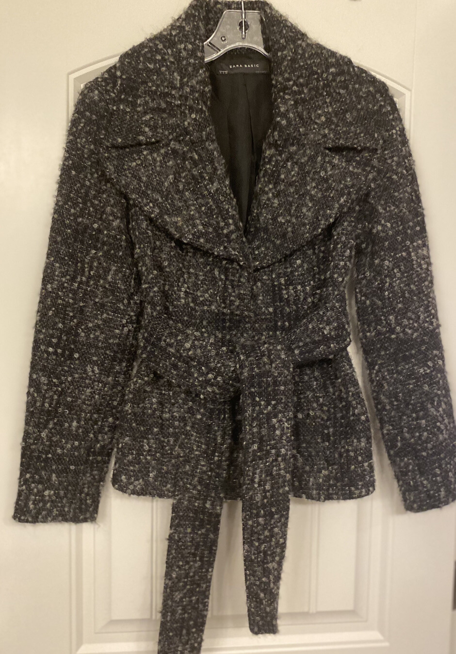 Zara Basic Size Med Grey-Black Wool Blend Coat Wi… - image 1