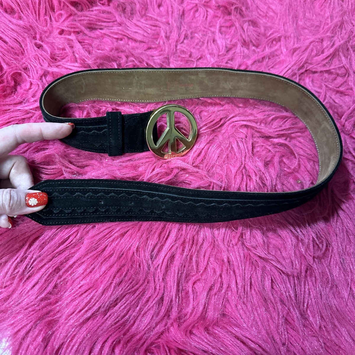 Vintage MOSCHINO Suede Brown/Mustard Belt Size 40 Moschino Belt | La Glam Consignment Boutique main image 3