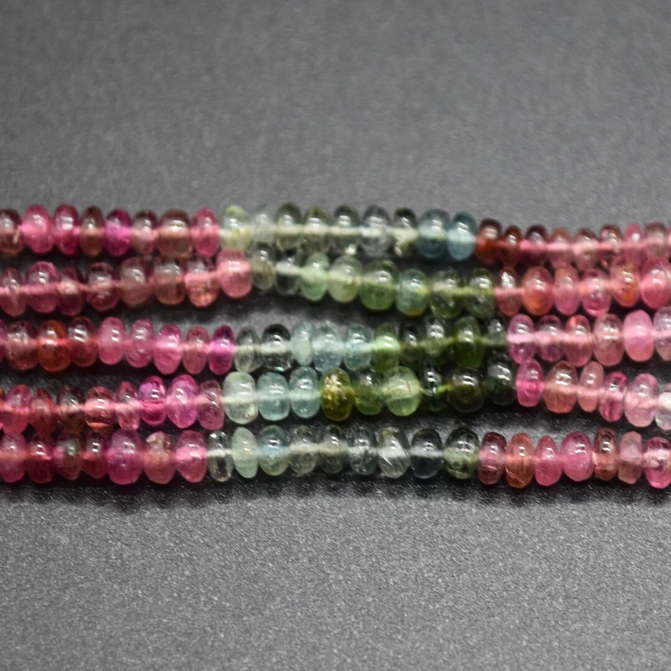 Multi-Colour Tourmaline Disc Beads - 3mm - 4mm x 2mm - 3mm, for Jewellery Making - Image 3 of 4