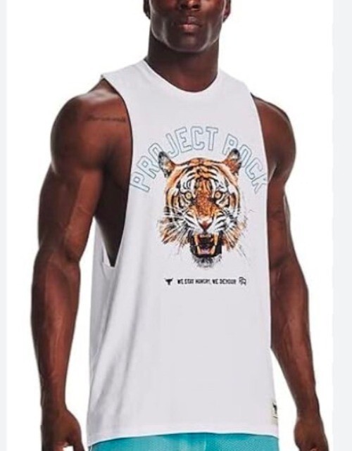 Under Armour Tank Top Men XXL Project Rock Tiger Graphic Athletic Activewear Gym