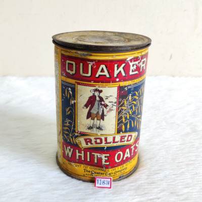 Quaker Rounds Vintage Quaker Rolled White Oats Advertising Round Tin Box USA ...
