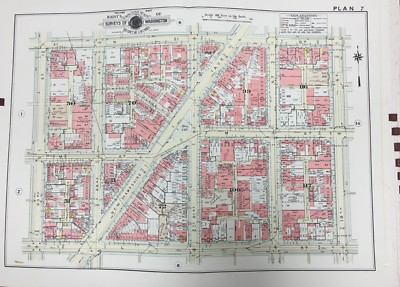 ORIG. 1957 WASHINGTON DC DUPONT CIRCLE 19 ST TO 23 ST & L ST TO N ST ATLAS MAP