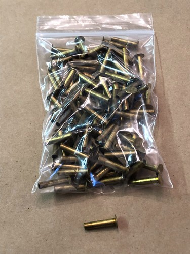 100 Pack Semi Tubular Flat Head Brass Rivets 3/8 Dia Head 7/8 Long X 3/16 Dia (D