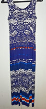 Nine West Women’s Sleeveless Maxi Long Dress Blue Grey Print Size Small