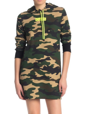 NWT Women's Calvin Klein Sweatshirt Dress Camo Hoodie CK Logo SMALL S | eBay
