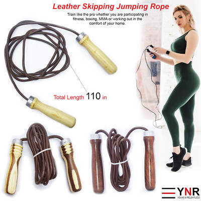 Heavy Duty Leather Skipping Rope Gym Fitness Boxing Jump Weight Loss Adults  Kids UK