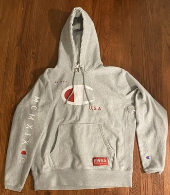 Champion Reverse Weave MCMXIX Heavyweight Gray Hoodie Men's Large Graphic Print