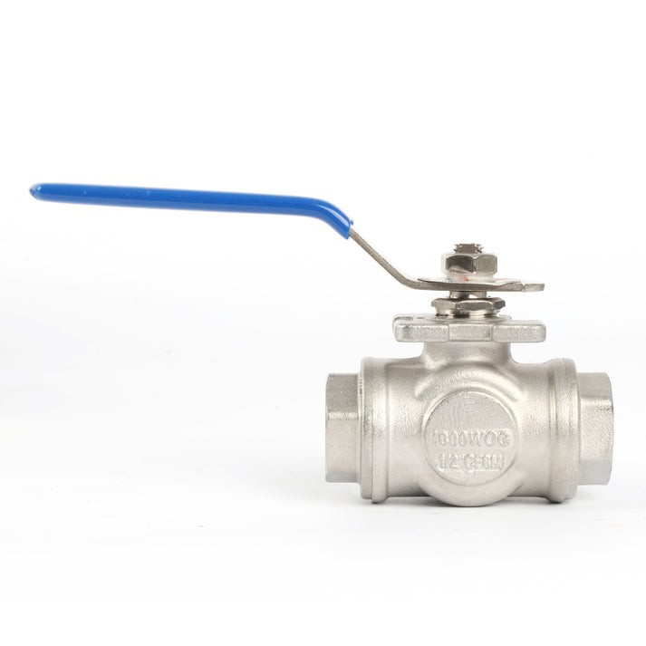 U.S. Solid 1/2 inch 3 Way Manual Ball Valve 304 Stainless Steel T Mounting Pad