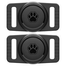 Waterproof Dog Collar Holder 2 Pack for Apple AirTag Gen 1  2 Silicone Case Bla