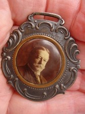 Rare 1907 President William Howard Taft Watch Fob ~ Celluloid Button 1.75 X 1.5
