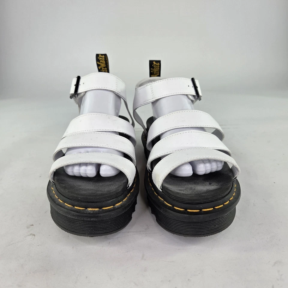 ZAPATOS DR. MARTENS BLAIRE CUERO BLANCO TIRAS SANDALIAS GLADIADOR MUJER EE. UU. 10 Foto 2 de 4