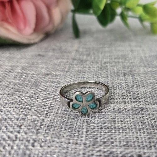 Vintage Flower Ring 925 Silver Size 7