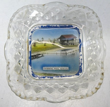 VINTAGE AUSTRALIAN GLASS SOUVENIR KERANG SWIMMING POOL PRESSED TRINKET BOWL DISH