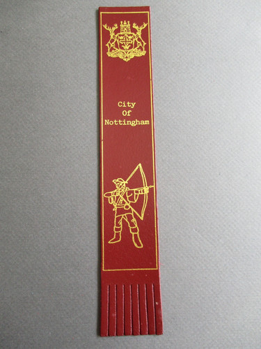 Leder LESEZEICHEN City of Nottingham Robin Hood mit Pfeil & Bogen burgund unbenutzt