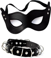 Black Cat Costume for Women Black Cat Eye Mask Costume Faux Leather Catwoman Mas
