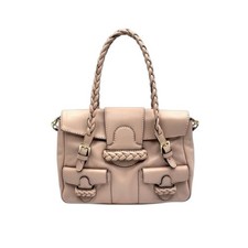 Valentino Historie Soft Blush Pink Tan Braided Top Handles Satchel  Bag Auth Ex+