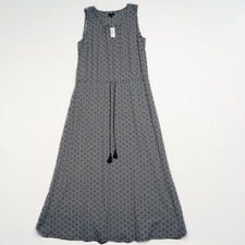 Talbots Maxi Sleeveless Dress Womens X White Black Avalon Tiles Casual Maxi New