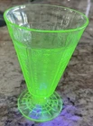 Vintage  Footed  princess Tumbler Goblet 5”tall Uranium Vaseline Glass