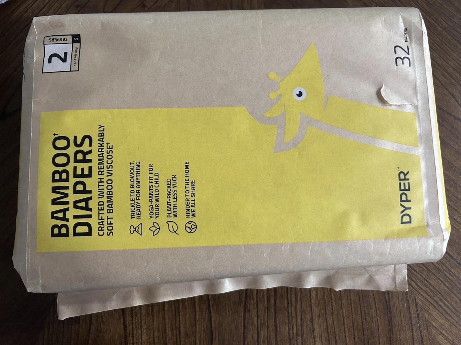 DYPER Premium Bamboo Viscose Diapers Size 2 (12-18 lbs) 32 Count Eco Friendly