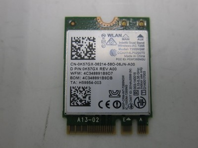 Genuine Dell Intel Dual Band Wireless 7265NGW M.2 WiFi Bluetooth Card 0K57GX