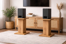 2x Lautsprecherständer Boxenständer 40 cm Artisan Eiche Speaker Stand Holz