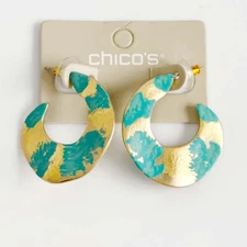 New Chicos Abstract Statement Hoop Earrings Chic Women Party Vacation Jewelry