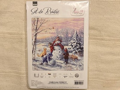 Luca-S Winter Snowman Cross Stitch Kit 32.5x32.5 cm Made In Moldova Christmas