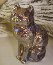 Mosser Sitting Cat Dark Amethyst Carnival Glass