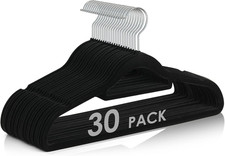 Velvet Hangers Non Slip Felt Hangers, 30 Pack Black Velvet Clothes Hangers Space