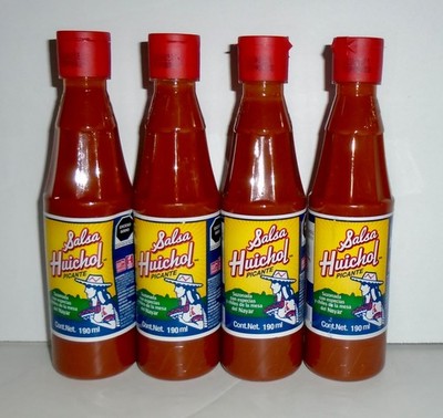 4 BOTTLES Salsa Huichol Traditional Hot Sauce 6.5 oz Pepper Marinade Dip Ex 2028