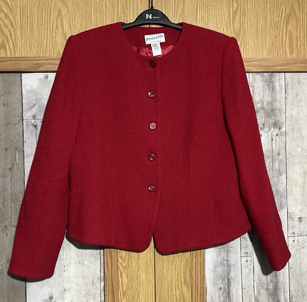 Vintage Pendleton 91% Wool Red Lined Button Front… - image 1