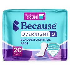 Because Overnight Incontinence Pads for Women   Moderate-to-Heavy Absorben